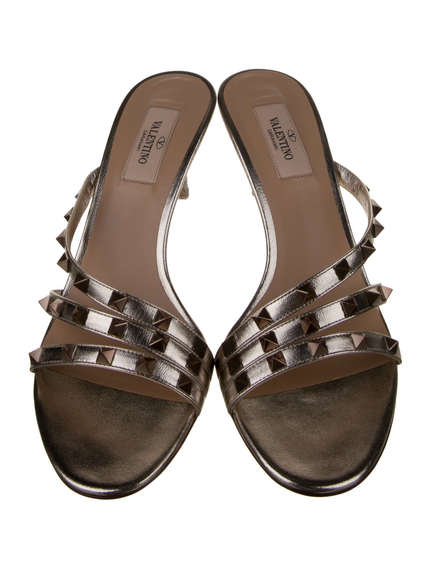 Valentino Leather Studded Accents Slides